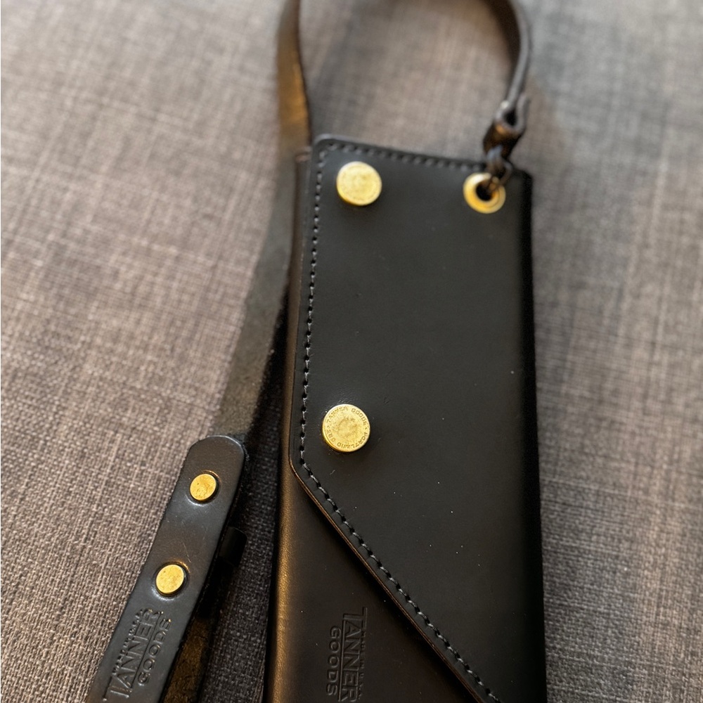 Tanner Goods Workman Wallet Black Leather Card Holder with Gold Accents